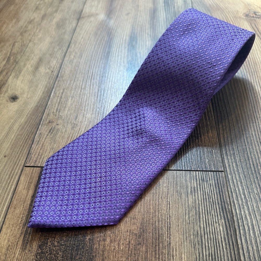 Kai Long Handmade 100% Silk Sophisticated Purple Patterned Men's Tie